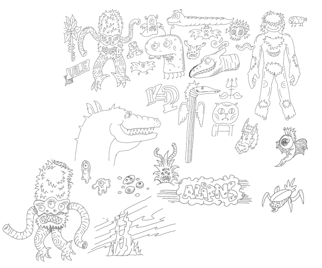 Gregory Avoyan's sketches for sticker pack