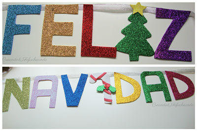 letras recortadas en goma eva de brillantina o purpurina