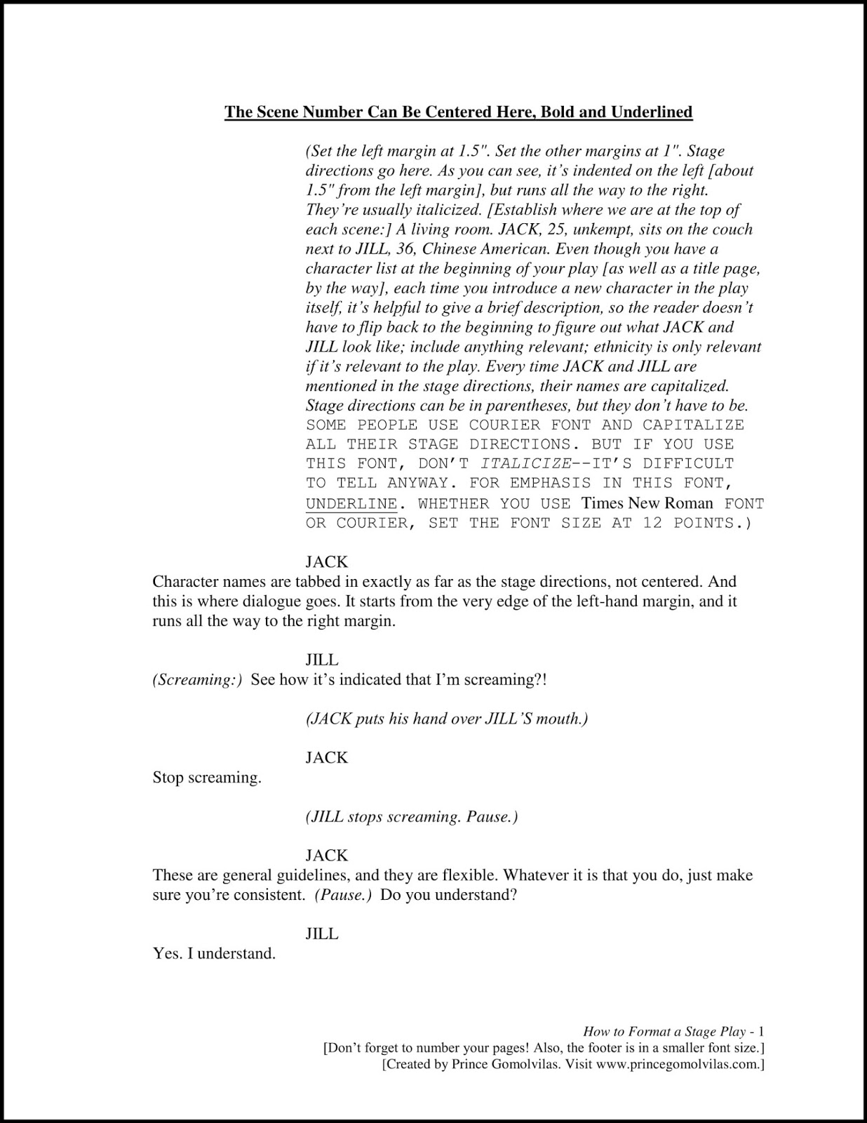 Writing A Stage Play Template Free