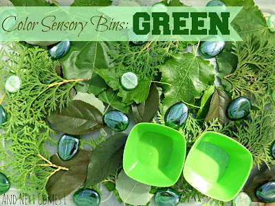 Color sensory bins: green from And Next Comes L