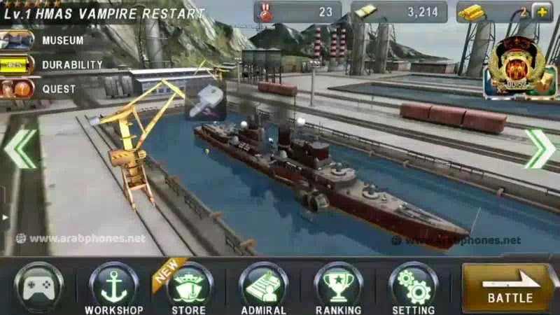 تحميل لعبة warship battle 3d مهكرة للأندرويد