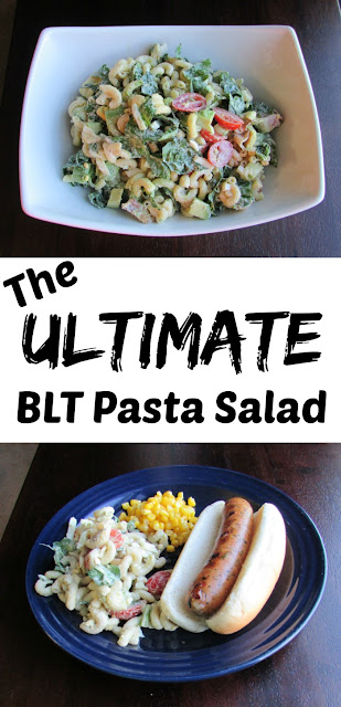 Perfect for picnics, potlucks and BBQs, this pasta salad as the bacon, lettuce and tomatoes you'd expect plus more goodies to take it to the next level!