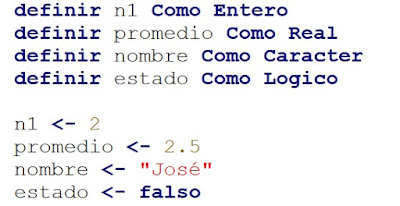Como declarar variables en PSeInt