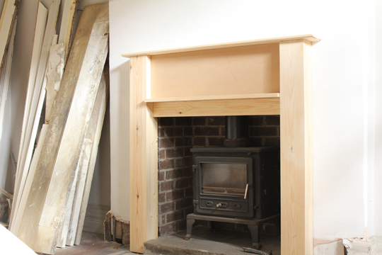 new wooden fireplace DIY