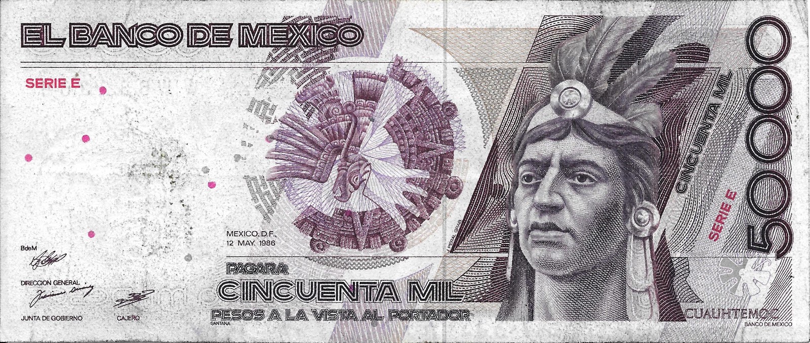 Mi Colección de Monedas y Billetes: Billete de 50,000 Pesos (1986) - México