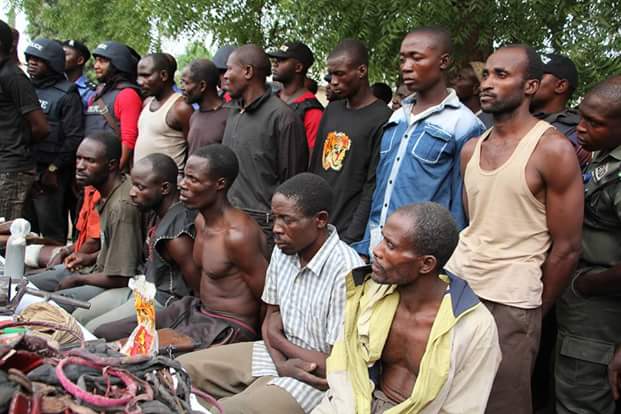 Photos: Police parade vicious gang that slaughtered 19 villagers, 2 officers in Niger State including a father and son after collecting ransom