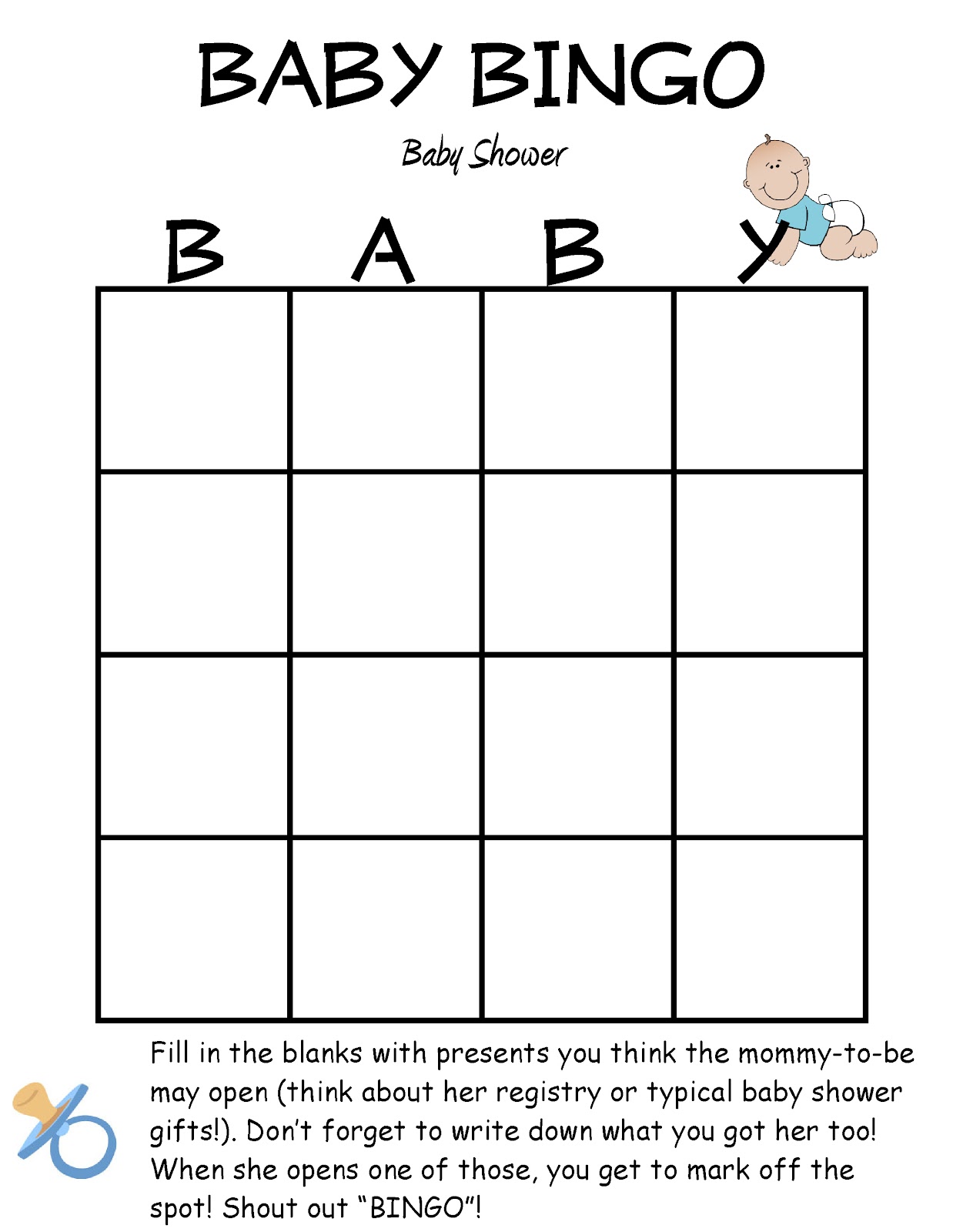 Free Printable Blank Baby Shower Bingo Cards Free Printable Baby 