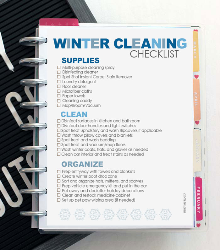 FREE Printable Winter House Cleaning Checklist Sunny Day Family