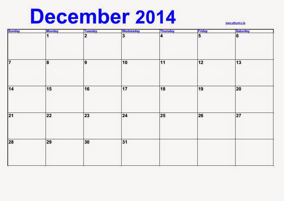December Calendar 2014 | calendars - kalendar - Calendario