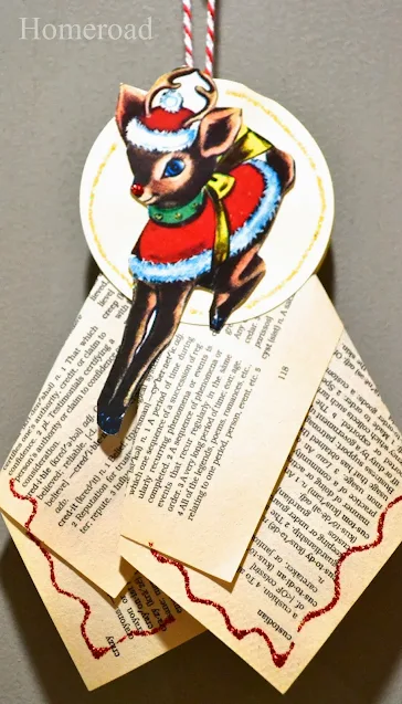 Holiday recycled Rudolph book ornament