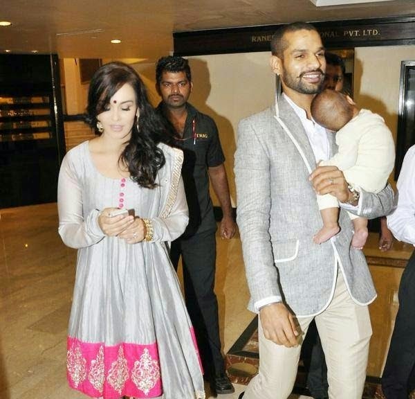 Indian Cricketer Shikhar Dhawan with Wife Ayesha Mukherji & Son Zoravar Dhawan | Indian Cricketer Shikhar Dhawan Family Photos | Real-Life Photos