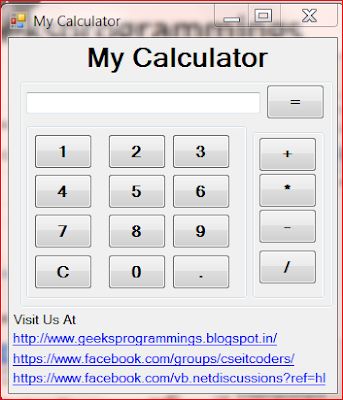 Make calculator in .net - geeksprogrammings