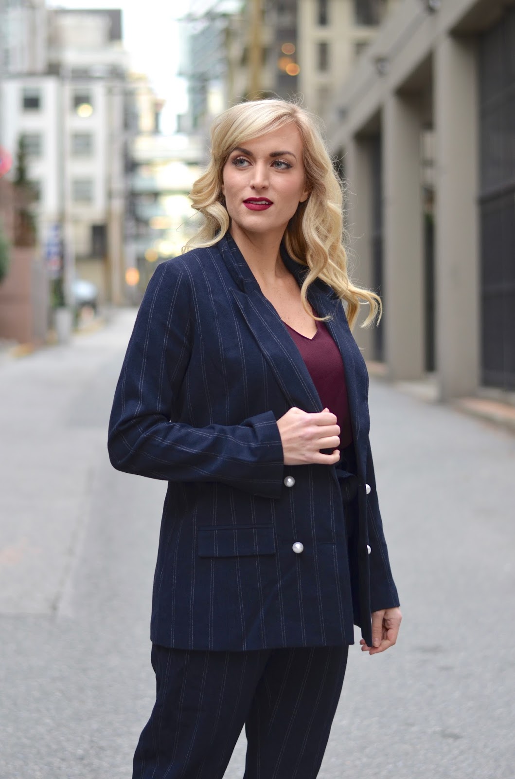 pinstripe work dress
