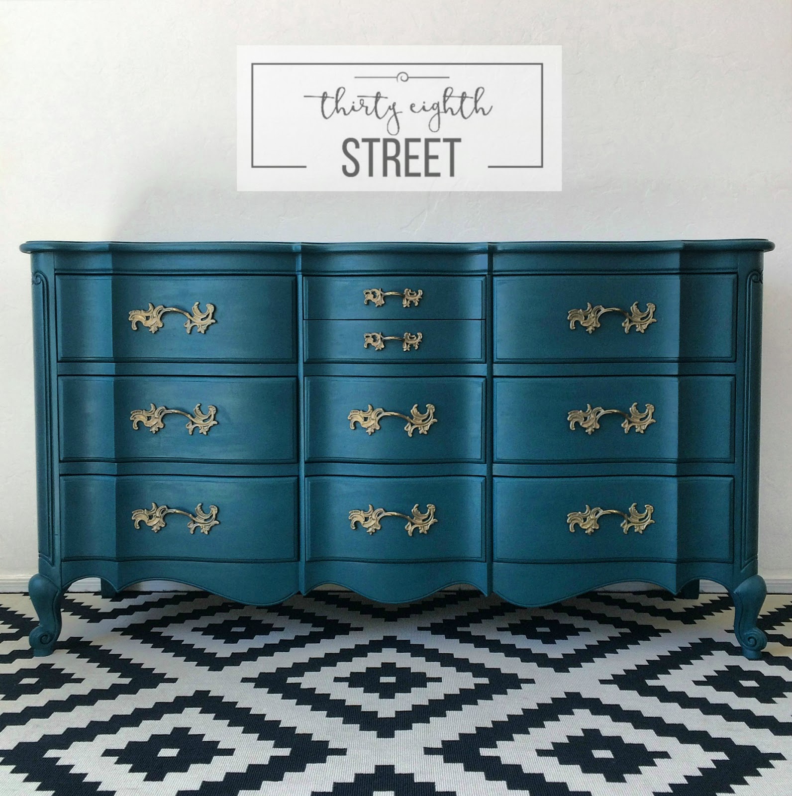 Painted Dresser In Pea Blue Thirty Eighth Street Turquoise Furniture Refinished Before And Afters Inspiration Awesome Makeovers