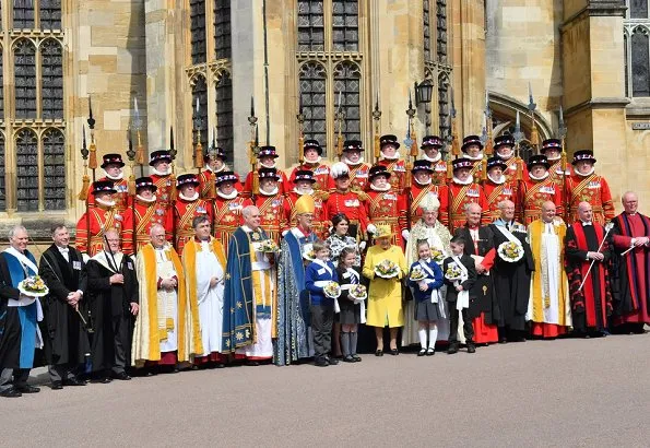 Queen Elizabeth II accompanied by Princess Eugenie of York, attended the Royal Maundy Service. Erdem Bernette floral print silk dress