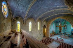 abandoned places chapel monastery windows light glass illuminates eerie shines stained through