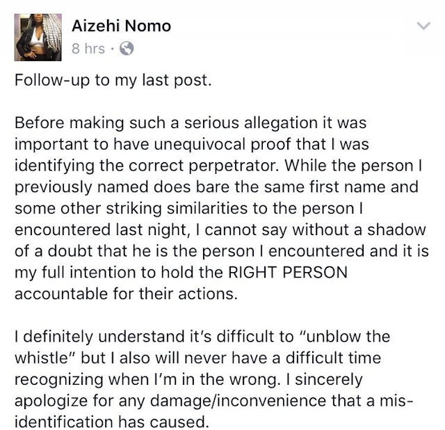 Lady takes twitter to defend her boyfriend after he was wrongly accused of sexual assault