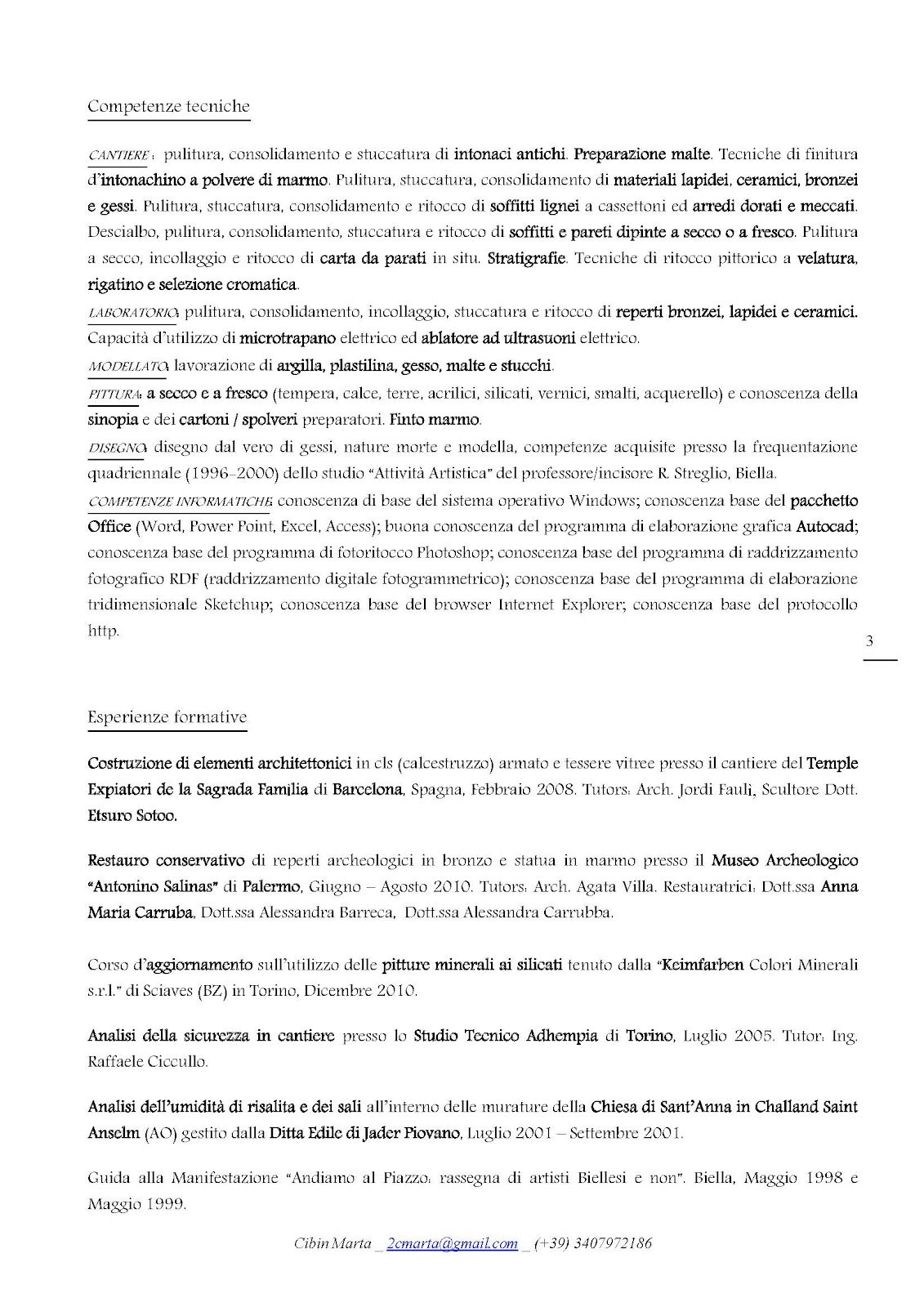 Curriculum vitae restauratore picture