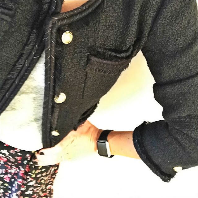 my midlife fashion, j crew lady jacket, j crew vintage cotton tank top, marks and specner tiered ditsy print a line skirt, golden goose superstar low top leather trainers