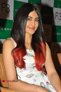Bollywood Actress Adah Sharma Pos in White Printed Short Dress at OPPO F3 Plus Selfie Expert Mobile Launch  0011