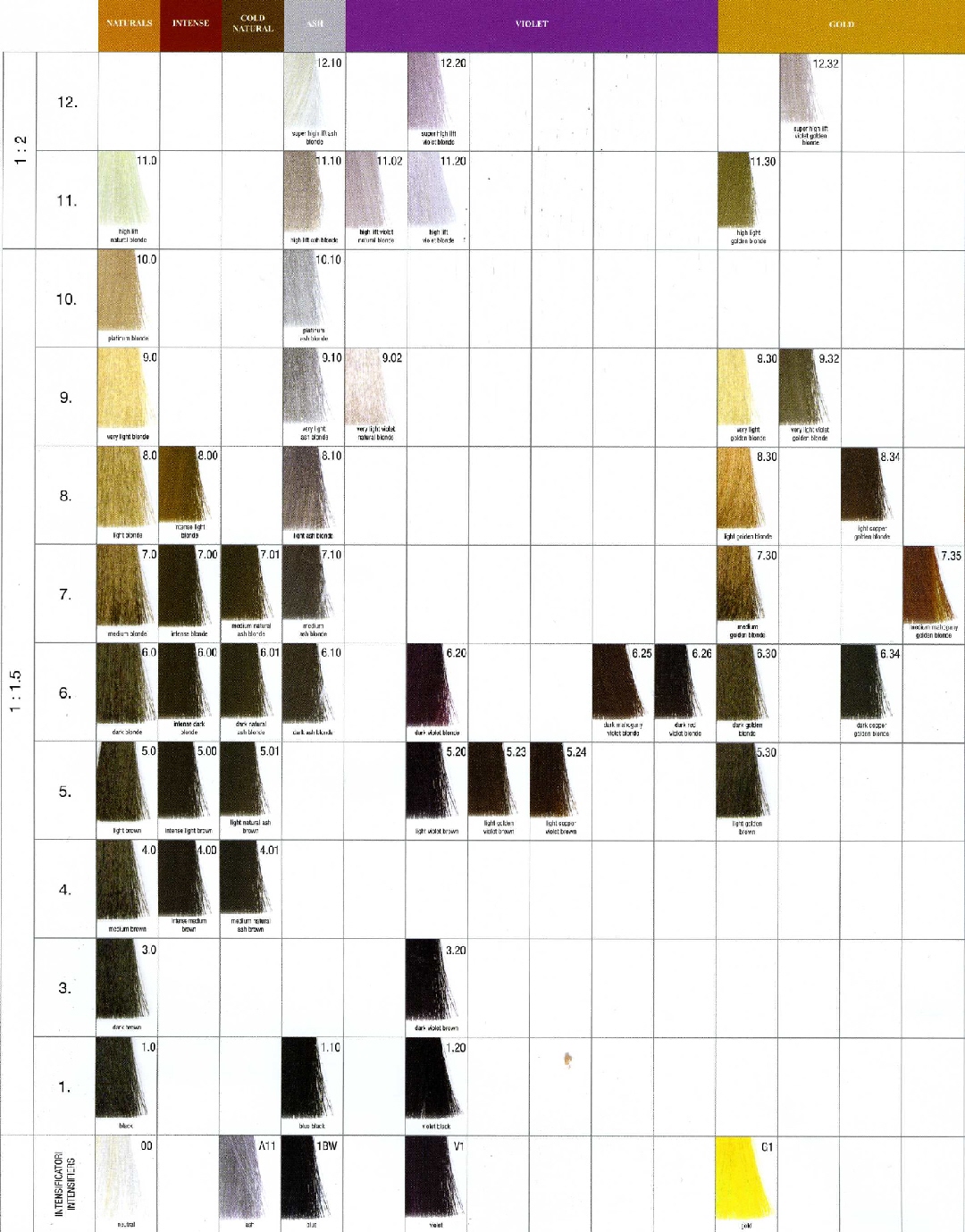 Schwarzkopf High Lift Color Chart