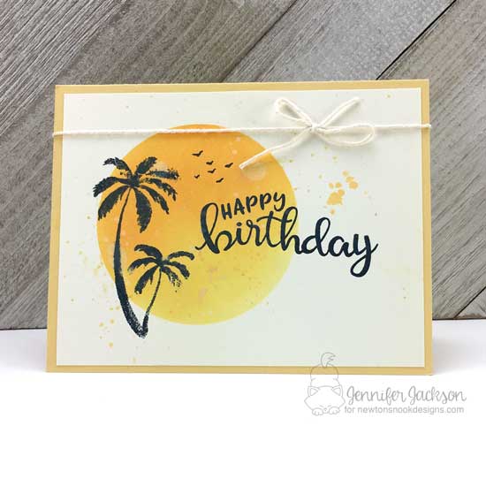 Palm Tree Birthday Card by Jennifer Jackson | Paradise Palms and Birthday Essentials Stamp Sets by Newton's Nook Designs #newtonsnook #handmade