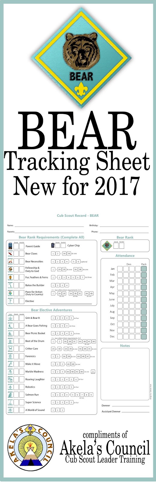 akelas council cub scout leader training bear cub scout tracking cub scout advancement tracking sheet
