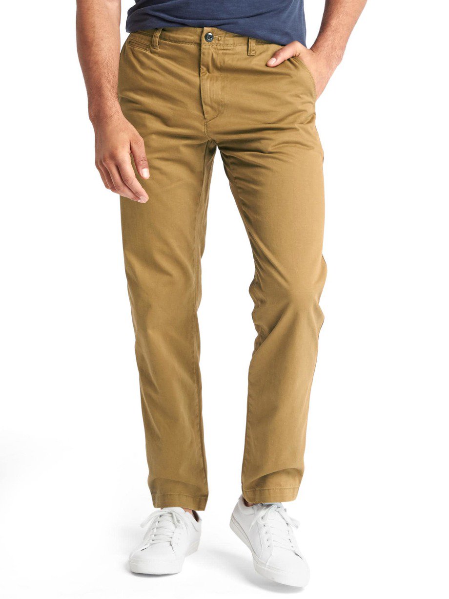 Vintage washed straight fit khakis