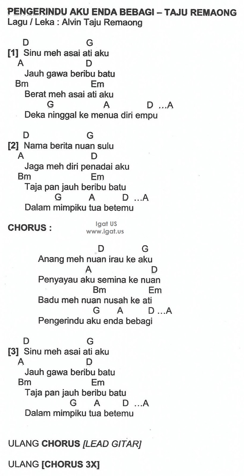 Chord Lagu Enda Chord Lagu Enda