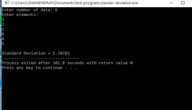 C++ Program to Calculate Standard Deviation Using Function