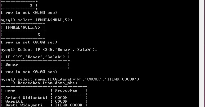 Operator pengandaian dalam mysql gado gado anak kuliahan