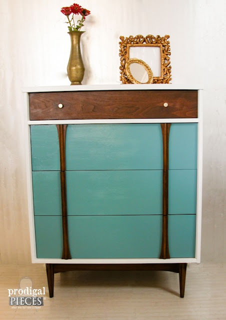 refinished mid century dresser, painted mid century dresser, diy, how to paint mid century furniture