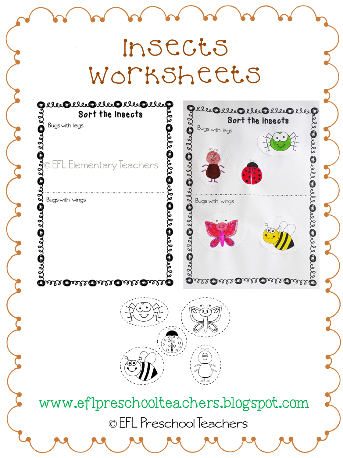 ESL/EFL Preschool Teachers: Insects Worksheets and more for Preschool ELA