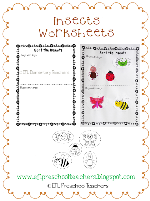 ESL/EFL Preschool Teachers: Insects Worksheets and more for Preschool ELA
