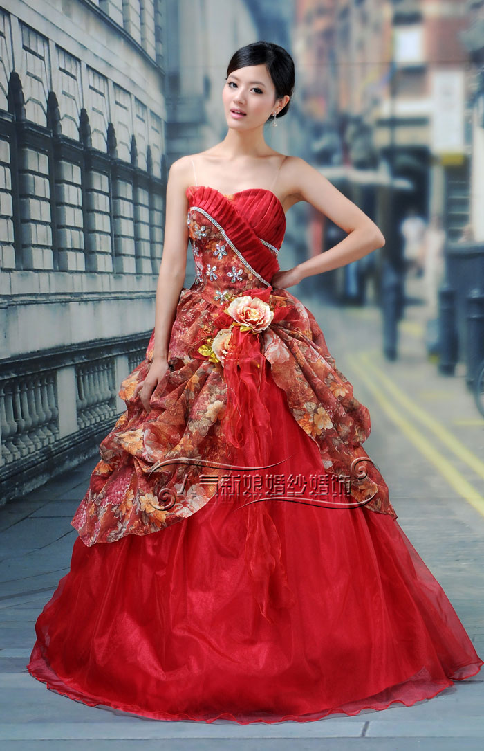 red and yellow combination gown