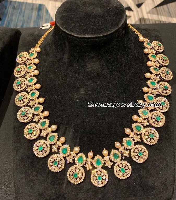 Flat Diamond Trendy Choker and Haram Jewellery Designs