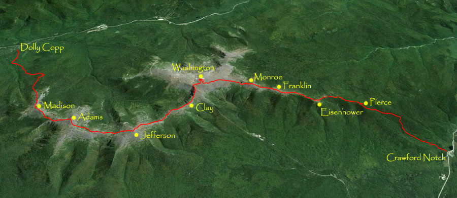 Mt Washington NH Presi TrailsNH - Map