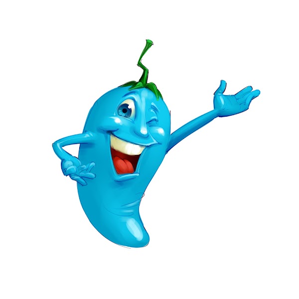 funny blue pepper spicy mascot design concept sketch illustration