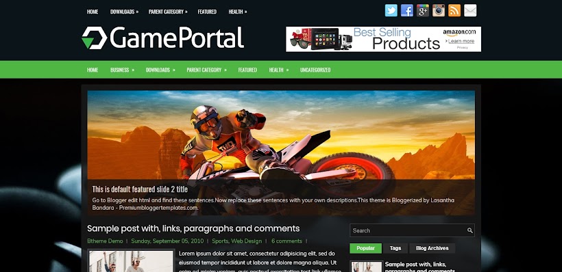 GamePortal Free Blogger Template