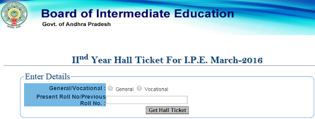 Telangana Sr Inter Hall Ticket 2016 Telangana Sr Inter Hall Ticket 2016