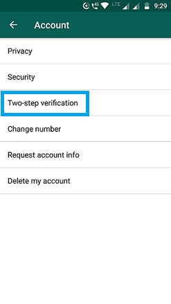 Two step verification option