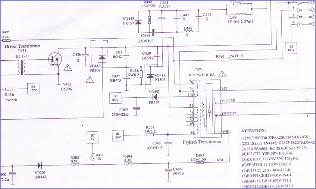 Rangkaian Horizontal Output pada Mesin TV WCOM Rangkaian/ Skema Horizontal Out TV China merek WCOM
