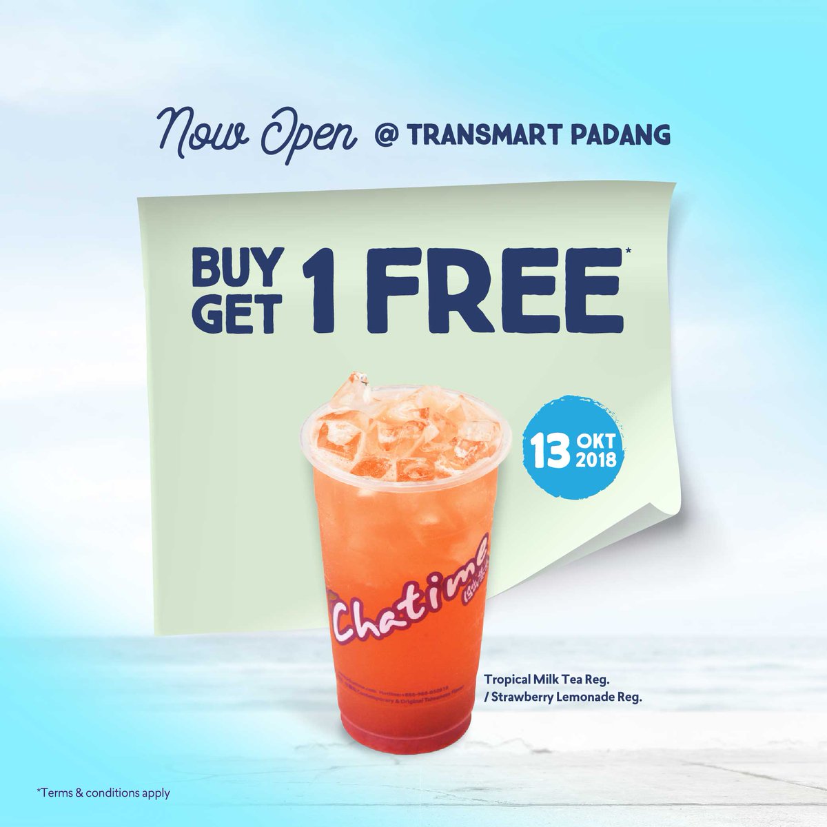 Chatime - Buy 1 Get 1 Free di Chatime Transmart Padang (HARI INI)