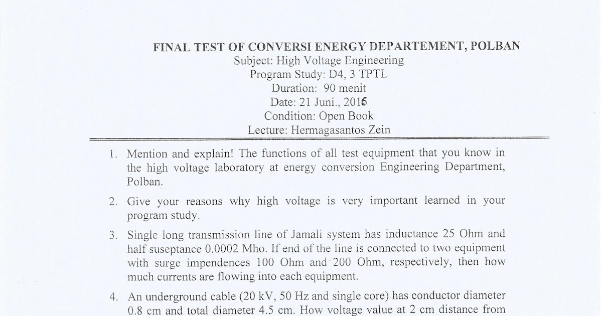 Soal UAS Tegangan Tinggi Ridhwan Avicenna