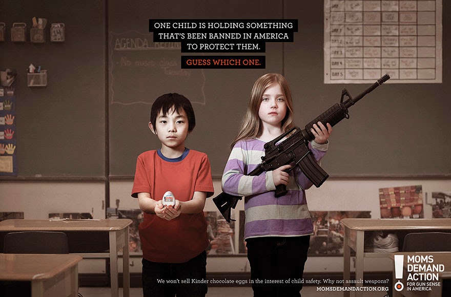 40 Of The Most Powerful Social Issue Ads That’ll Make You Stop And Think - One Child Is Holding Something That’s Been Banned In America To Protect Them. Guess Which One?