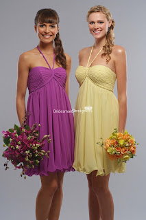 Gorgeous Short Sweetheart Halter Empire Pleated Chiffon Bridesmaid Occasion Dress with Horsehair Hem