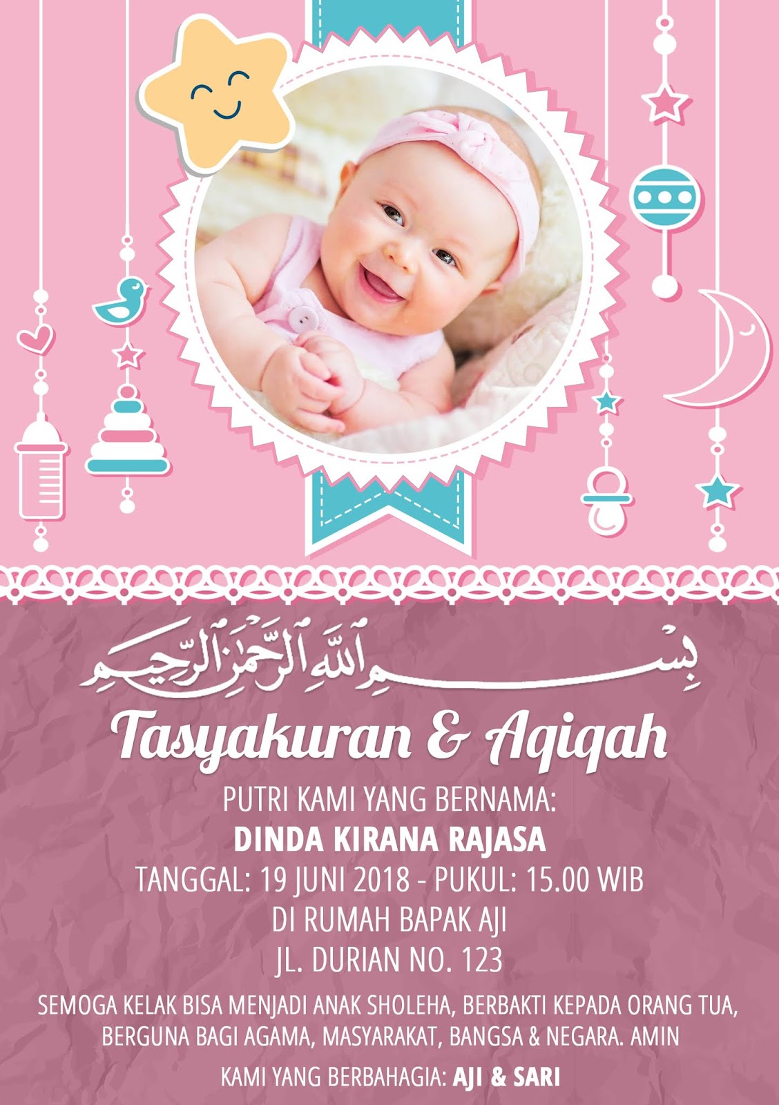 Contoh Undangan Aqiqah Anak Perempuan Goresan