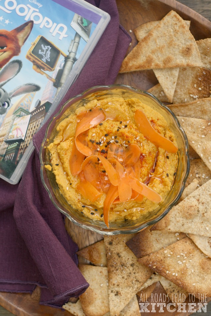 Roasted Carrot Hummus inspired by Zootopia