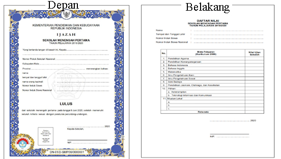 Blangko Ijazah SMP Blangko Ijazah SMP