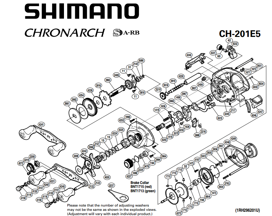 shimano chronarch 200 E 50E schematics | most complete fishing reels